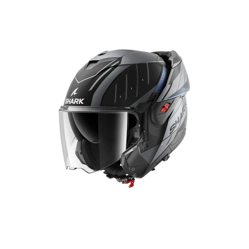 SHARK OXO RYDGER ABATIBLE MODULAR CASCO AZUL ANTRACITA MAT NEGRO