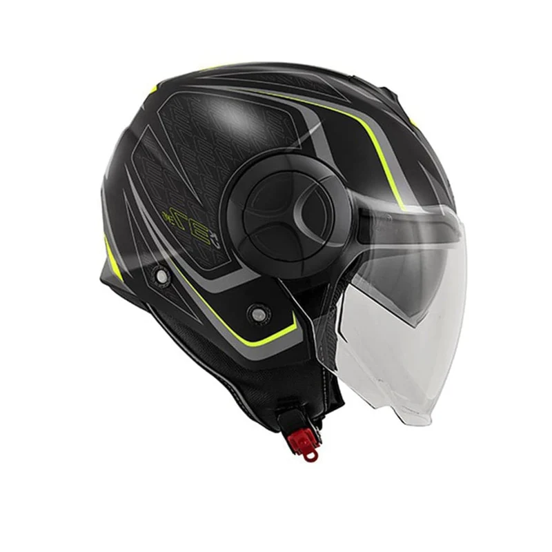 Kappa KV37R EVO Gráfica SHARP Moto Casco Jet NERO AMARILLO MATE