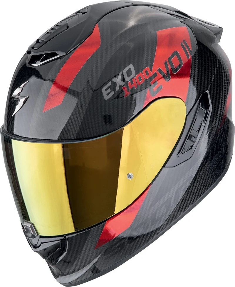 SCORPION CASCOS INTEGRALES EXO-1400 EVO II CARBON AIR PLATTED NEGRO ROJO