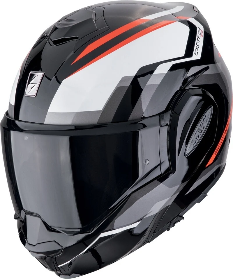 SCORPION EXO Tech Evo Furio de moto Casco modular Negro Rojo
