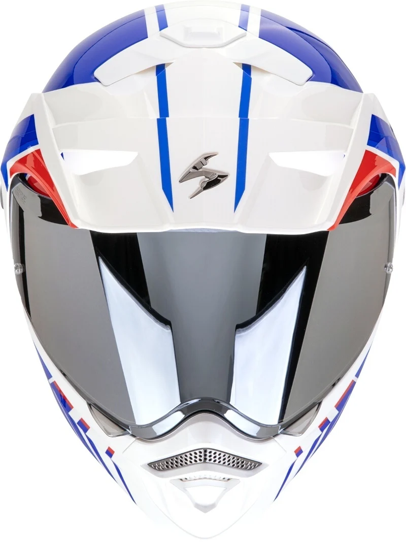 SCORPION ADX-2 LEWIS Aventura Moto Casco Blanco Azul Rojo