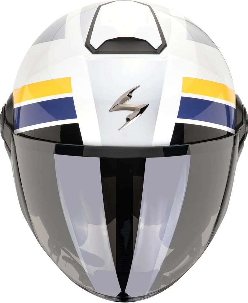 SCORPION EXO-CITY II BLUR Moto Urbano Jet Casco Blanco Plata Amarillo