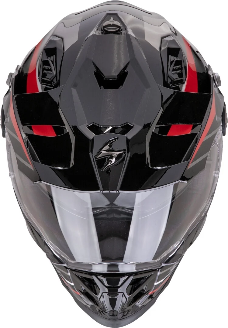 SCORPION ADF 9000 AIR FEAT Aventura Moto Casco Negro Plata Rojo