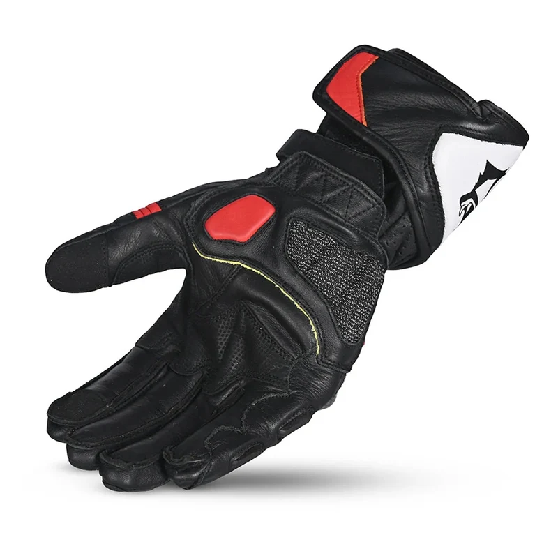 BELA ROCKET GUANTES DE MOTO LARGOS HOMBRE PIEL BLANCO ROJO NEGRO