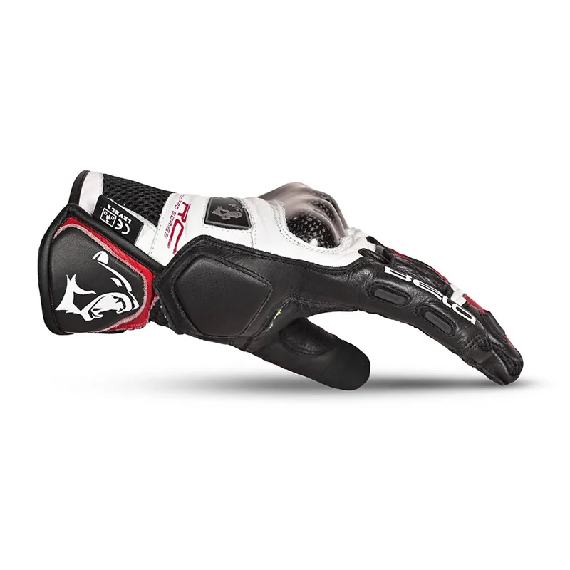 BELA ROCKET GUANTES DE MOTO CORTOS HOMBRE PIEL BLANCO ROJO NEGRO
