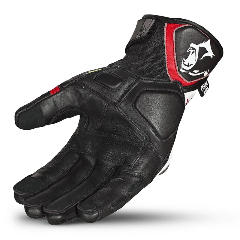 BELA ROCKET GUANTES DE MOTO CORTOS HOMBRE PIEL BLANCO ROJO NEGRO
