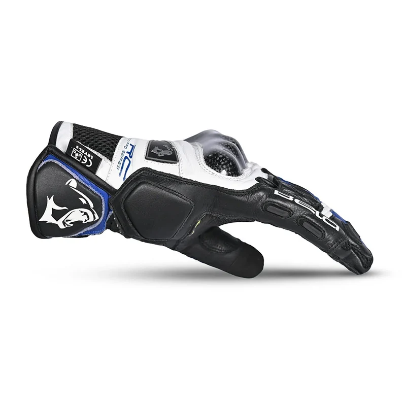 BELA ROCKET GUANTES DE MOTO CORTOS HOMBRE PIEL BLANCO AZUL NEGRO