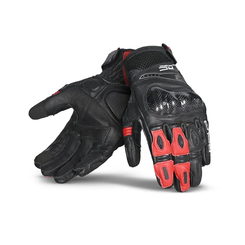 BELA ROCKET GUANTES DE MOTO CORTOS HOMBRE PIEL NEGRO ROJO