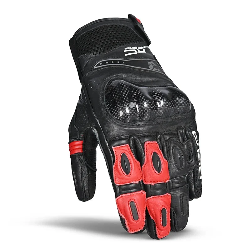 BELA ROCKET GUANTES DE MOTO CORTOS HOMBRE PIEL NEGRO ROJO