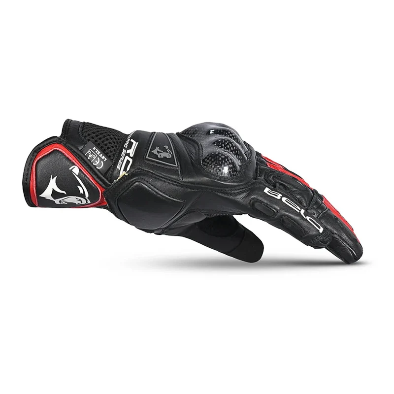 BELA ROCKET GUANTES DE MOTO CORTOS HOMBRE PIEL NEGRO ROJO