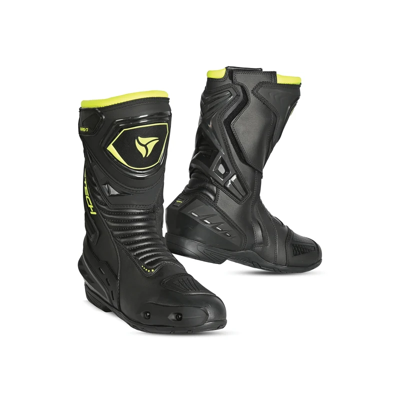 R-TECH TORNADO 2.0 WP PIEL BOTAS DE MOTO NEGRO AMARILLO FLUOR