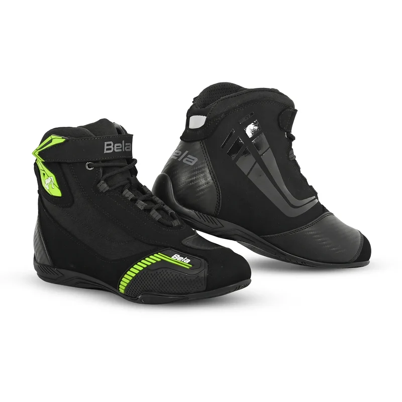 BELA KIVA MAN BOTAS DE MOTO PIEL NEGRO AMARILLO FLUOR