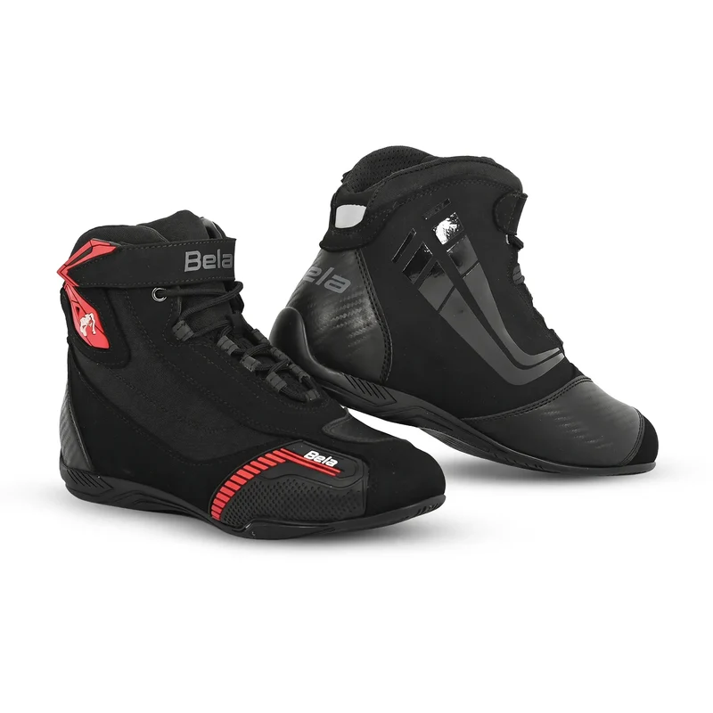 BELA KIVA MAN BOTAS DE MOTO PIEL NEGRO ROJO
