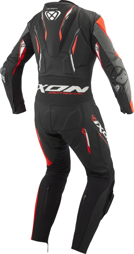 IXON DEMONIO 1 PIEZA HOMBRE MOTO TRAJE DE CUERO NEGRO ROJO BLANCO