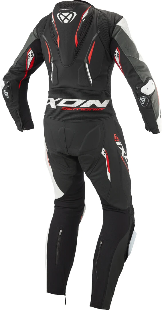 IXON DEMONIO 1 PIEZA HOMBRE MOTO TRAJE DE CUERO NEGRO BLANCO ROJO