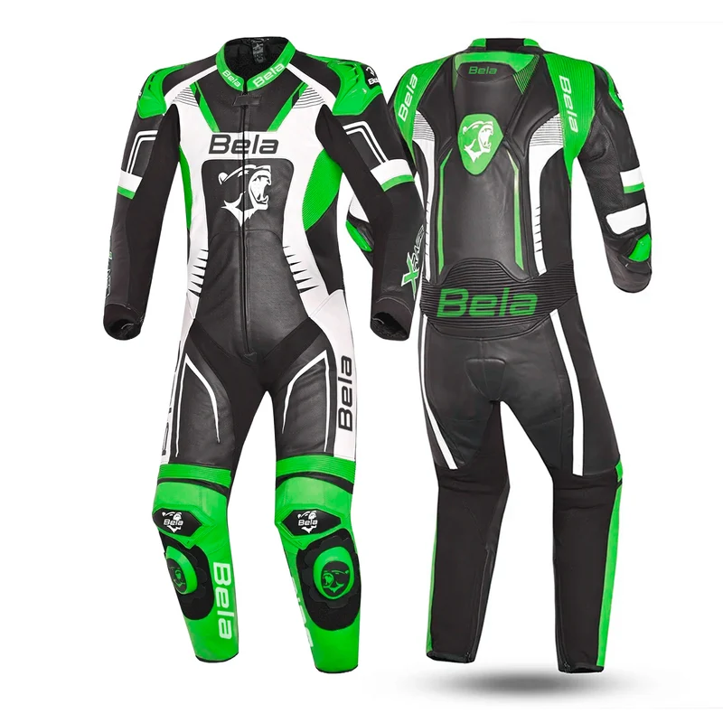 BELA X RACE 1 PC MONO DE MOTO BLANCO NEGRO VERDE