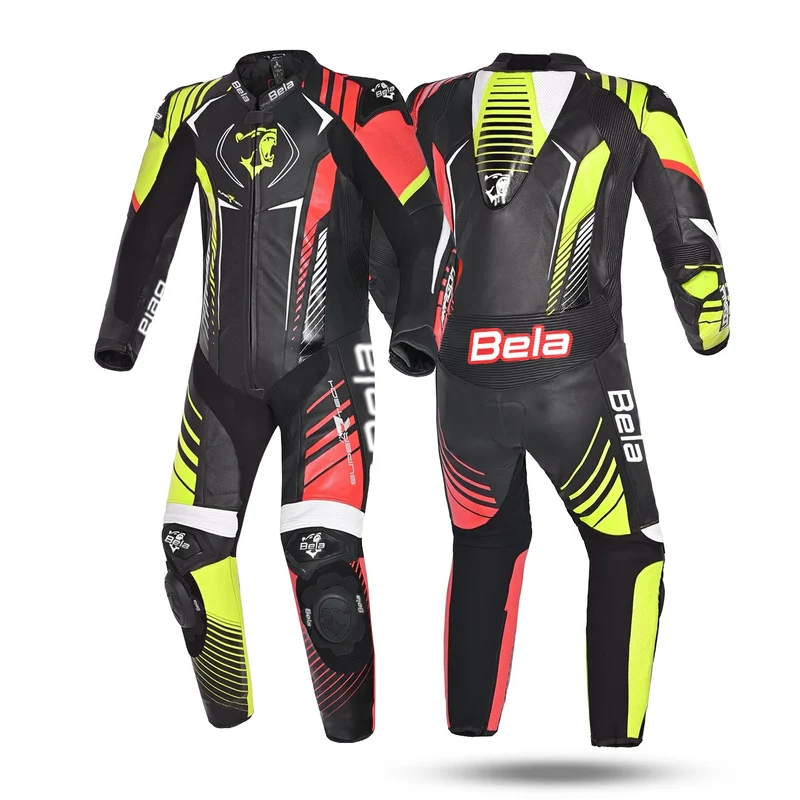 BELA ARAGON 1 PC MONO DE MOTO HOMBRE NEGRO ROJO AMARILLO
