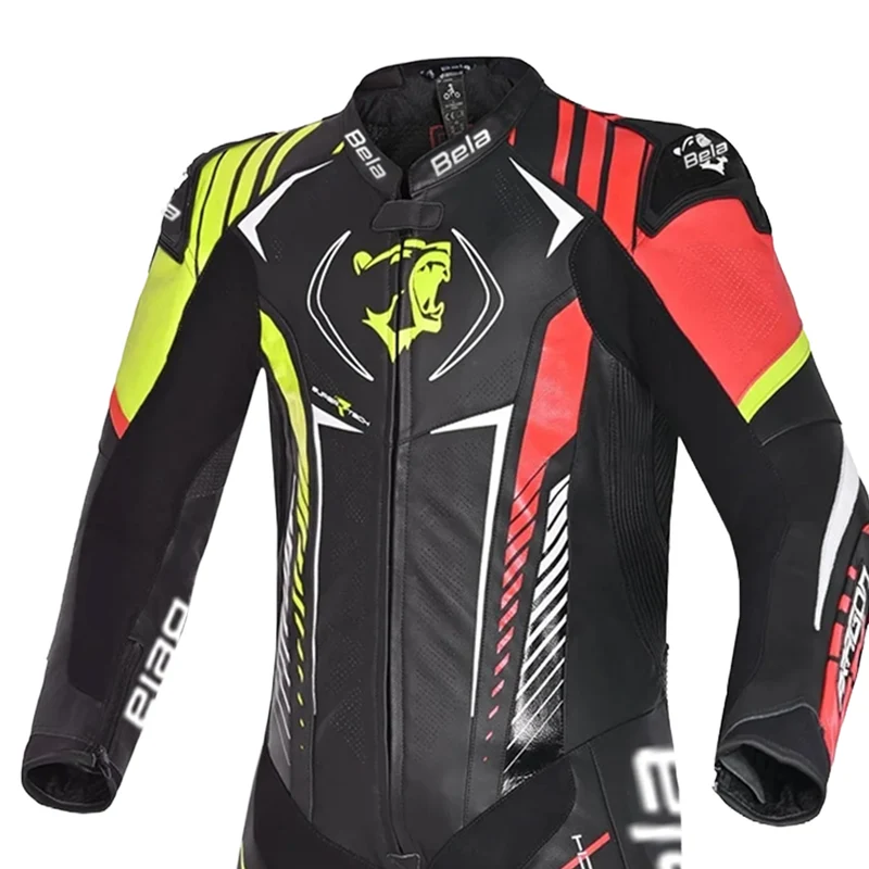 BELA ARAGON 1 PC MONO DE MOTO HOMBRE NEGRO ROJO AMARILLO