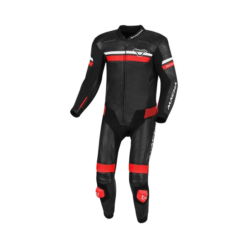 MACNA DIABRO 1 PIEZA MOTO PERFORADO TRAJE DE CUERO NEGRO ROJO