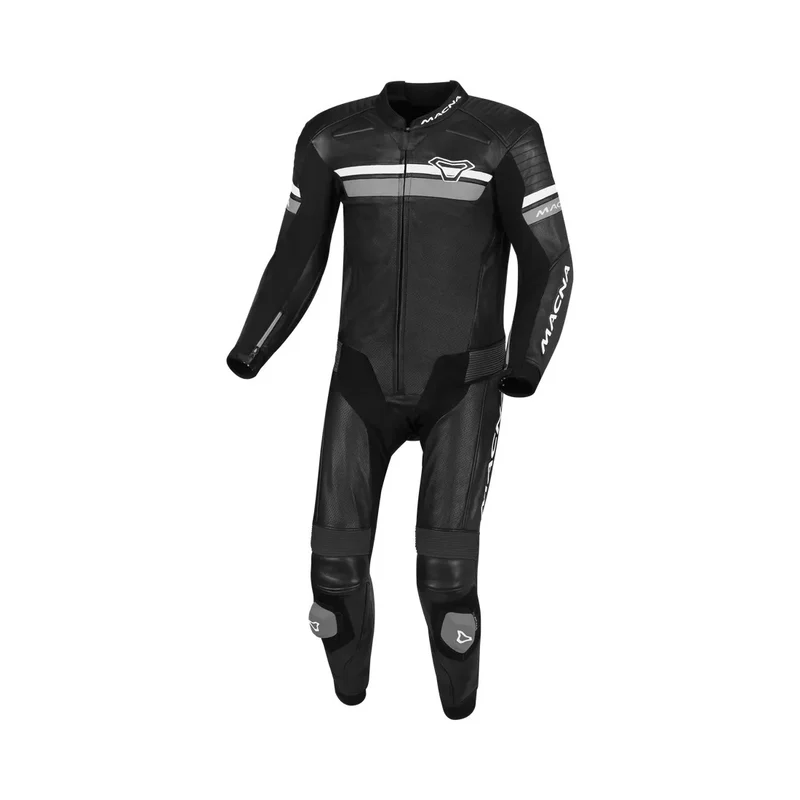 MACNA DIABRO 1 PIEZA MOTO PERFORADO TRAJE DE CUERO NEGRO