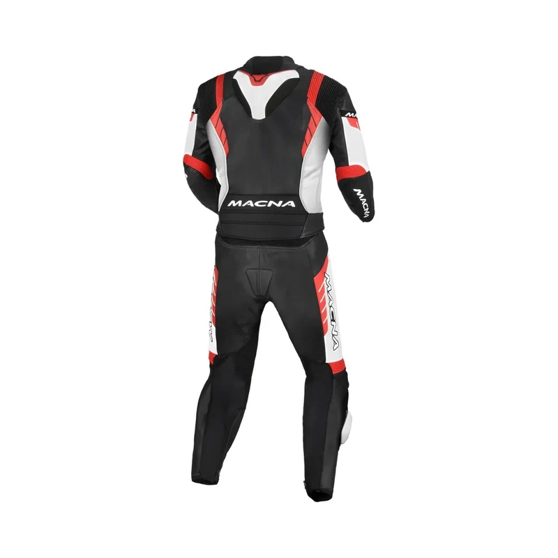 MACNA VARSHALL 2 PIEZA MOTO PERFORADO TRAJE DE CUERO NEGRO BLANCO ROJO