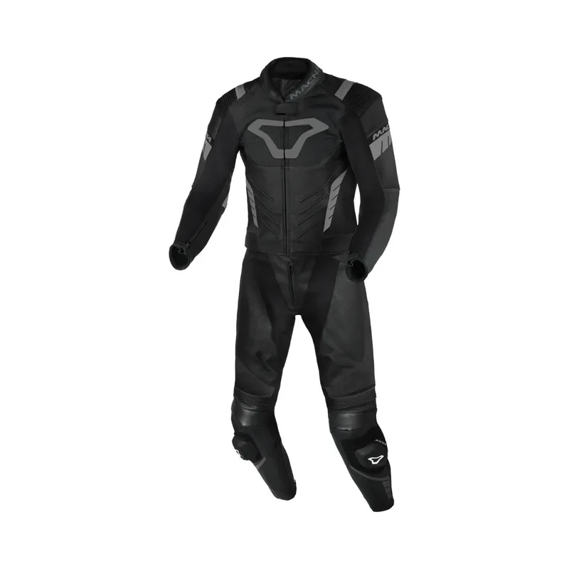 MACNA VARSHALL 2 PIEZA MOTO PERFORADO TRAJE DE CUERO NEGRO