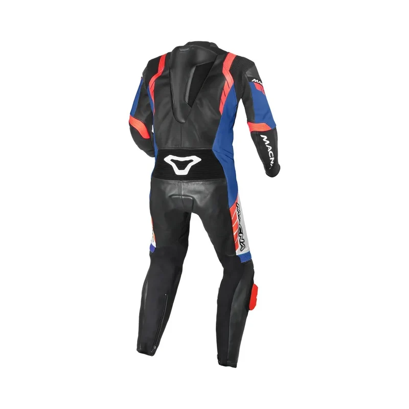 MACNA VARSHALL 1 PIEZA MOTO PERFORADO TRAJE DE CUERO BLANCO ROJO AZUL