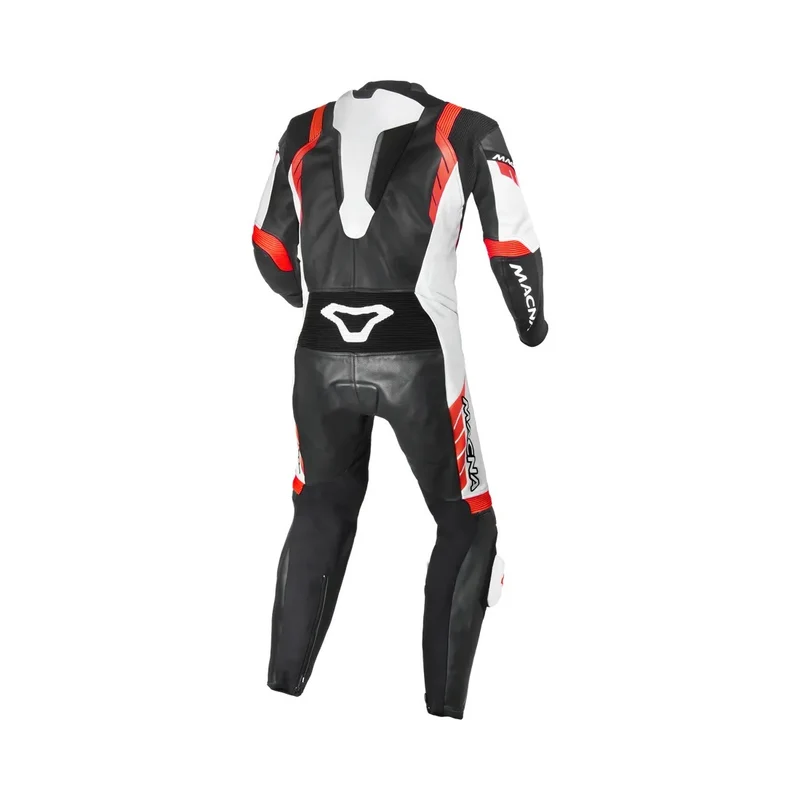 MACNA VARSHALL 1 PIEZA MOTO PERFORADO TRAJE DE CUERO NEGRO BLANCO ROJO
