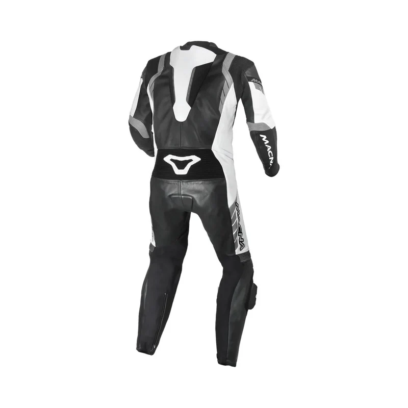 MACNA VARSHALL 1 PIEZA MOTO PERFORADO TRAJE DE CUERO NEGRO BLANCO