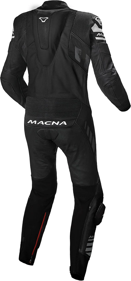 MACNA TRACKTIX 1 PIEZA MOTO PERFORADO TRAJE DE CUERO NEGRO BLANCO