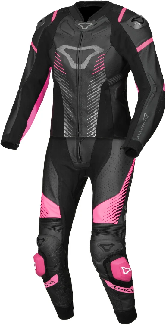 MACNA TRONNIQ 2 PIEZA MOTO PERFORADO TRAJE DE CUERO SEÑORAS NEGRO ROSA