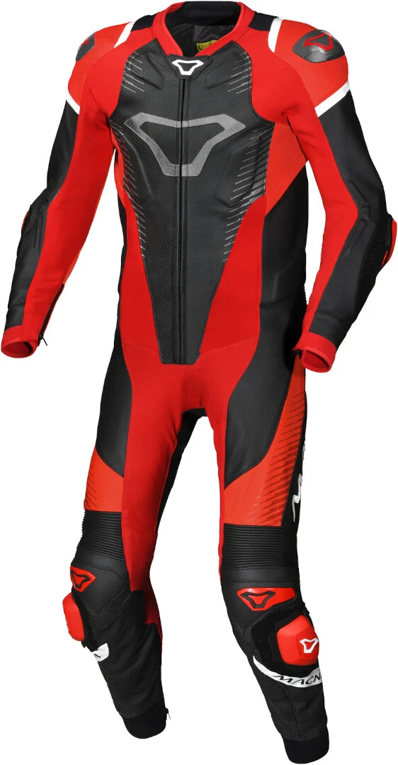 MACNA TRONNIQ 1 PIEZA MOTO PERFORADO TRAJE DE CUERO NEGRO ROJO BLANCO