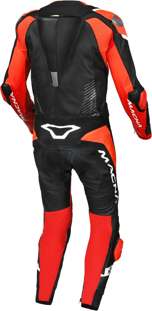 MACNA TRONNIQ 1 PIEZA MOTO PERFORADO TRAJE DE CUERO NEGRO ROJO BLANCO