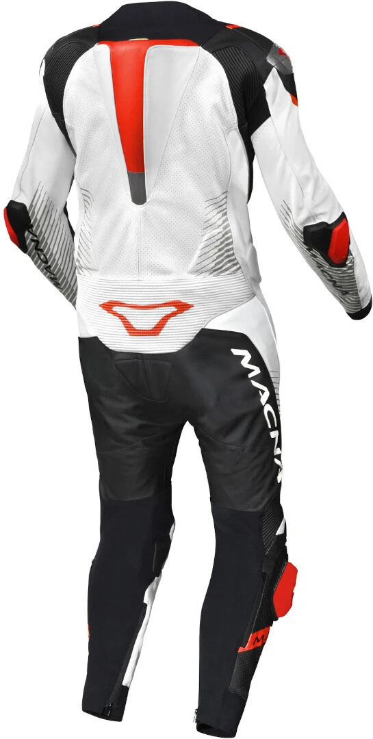 MACNA TRONNIQ 1 PIEZA MOTO PERFORADO TRAJE DE CUERO BLANCO NEGRO ROJO