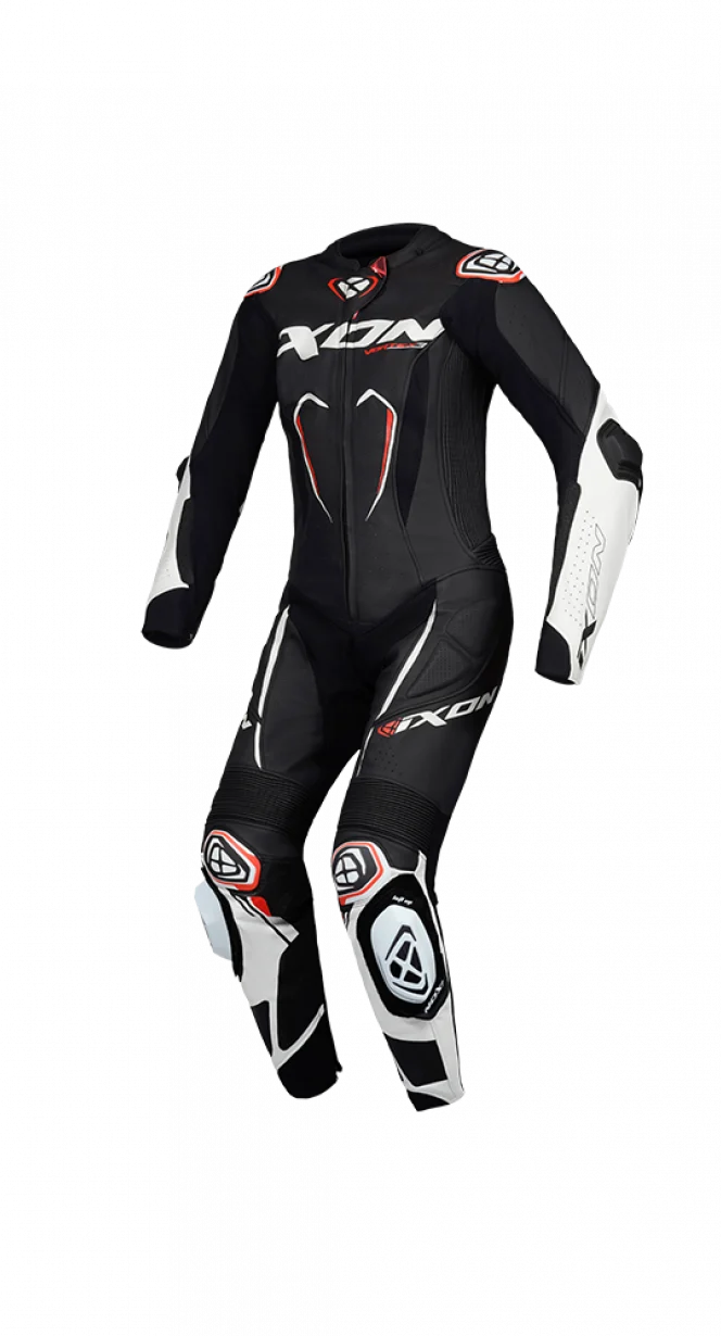 IXON VORTEX 3 DAMAS 1 PIEZA MOTO CARRERAS TRAJE DE CUERO NEGRO BLANCO