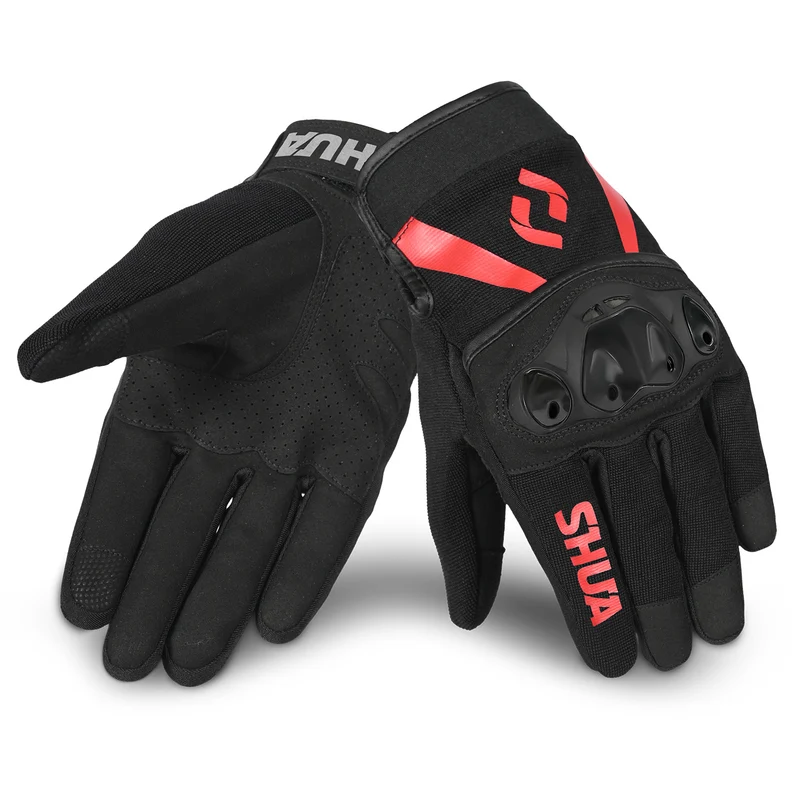 SHUA SHOT GUANTES DE MOTO TEXTILE HOMBRE NEGRO ROJO