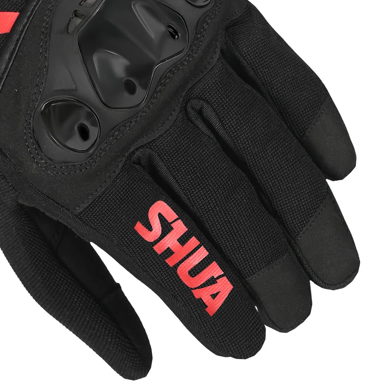 SHUA SHOT GUANTES DE MOTO TEXTILE HOMBRE NEGRO ROJO