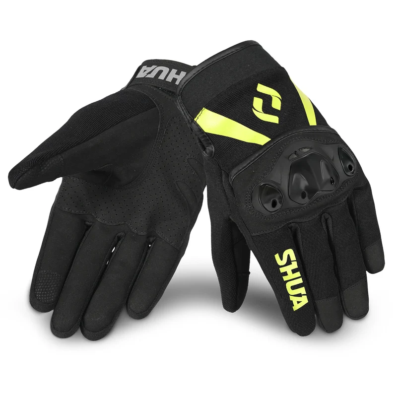 SHUA SHOT GUANTES DE MOTO TEXTILE HOMBRE NEGRO AMARILLO FLOUR