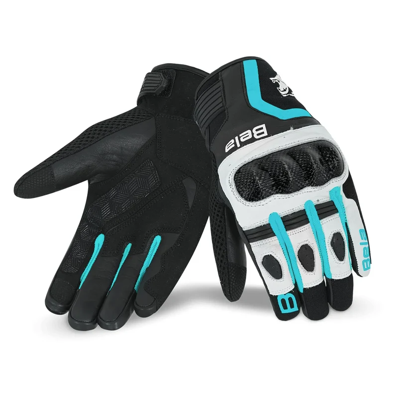 BELA AIR FLOW GUANTES DE MOTO DE PIEL MUJER NEGRO TURQUOISE