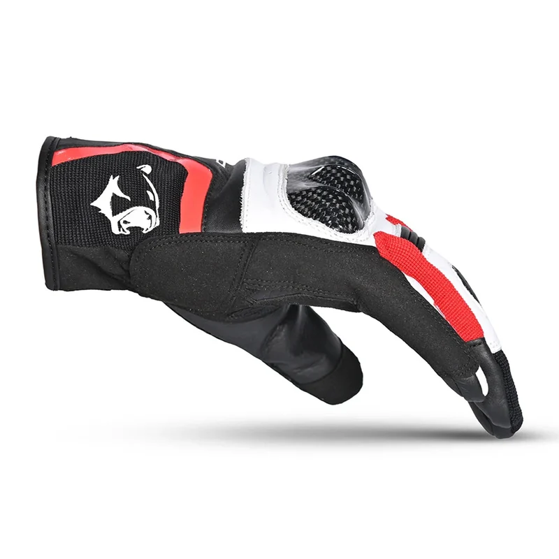 BELA AIR FLOW GUANTES DE MOTO DE PIEL NEGRO BLANCO ROJO