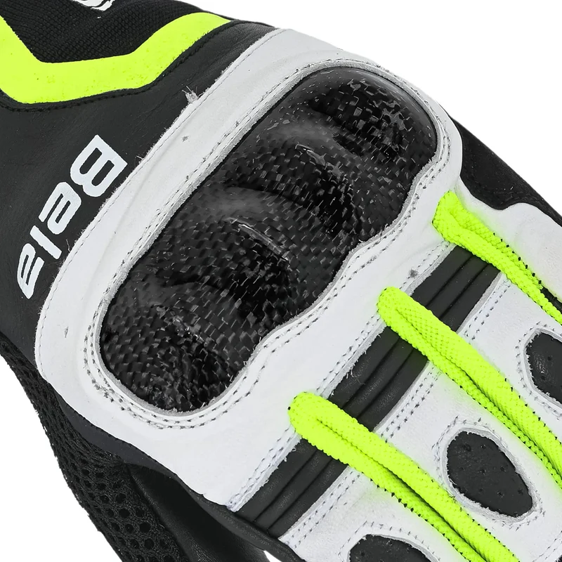 BELA AIR FLOW GUANTES DE MOTO DE PIEL NEGRO BLANCO AMARILLO FLOU