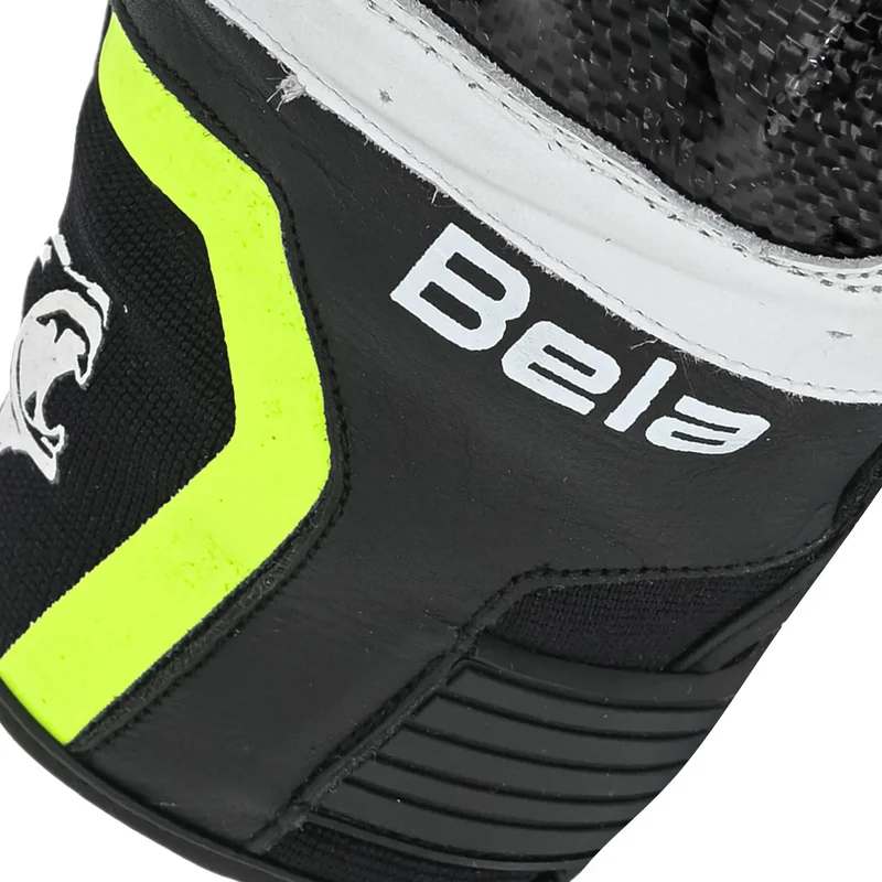 BELA AIR FLOW GUANTES DE MOTO DE PIEL NEGRO BLANCO AMARILLO FLOU