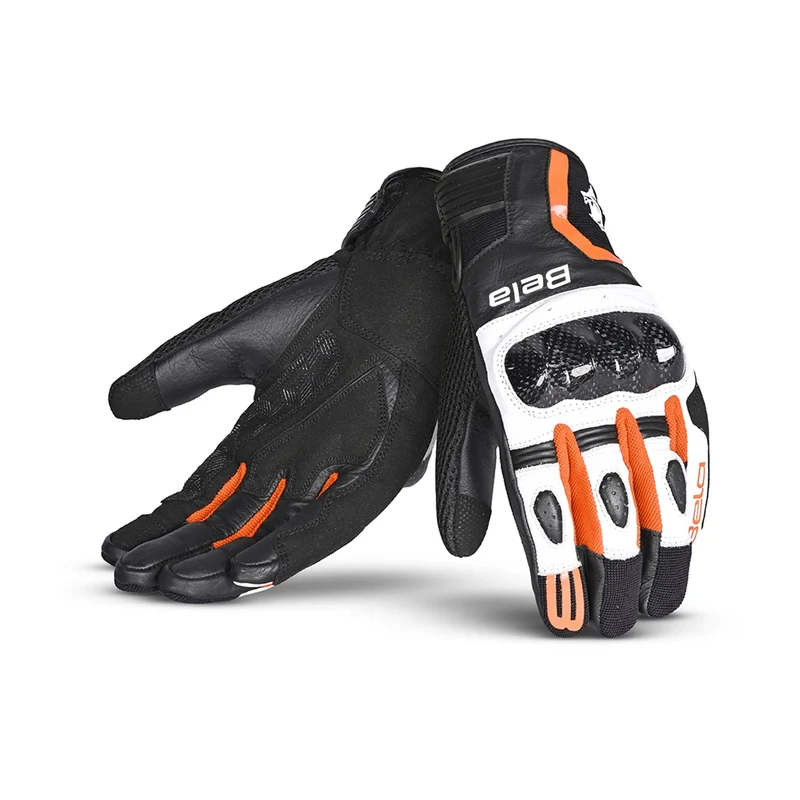 BELA AIR FLOW GUANTES DE MOTO DE PIEL NEGRO NARANJA