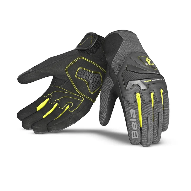 BELA STAR GUANTES DE MOTO TEXTIL GRIS NEGRO AMARILLO