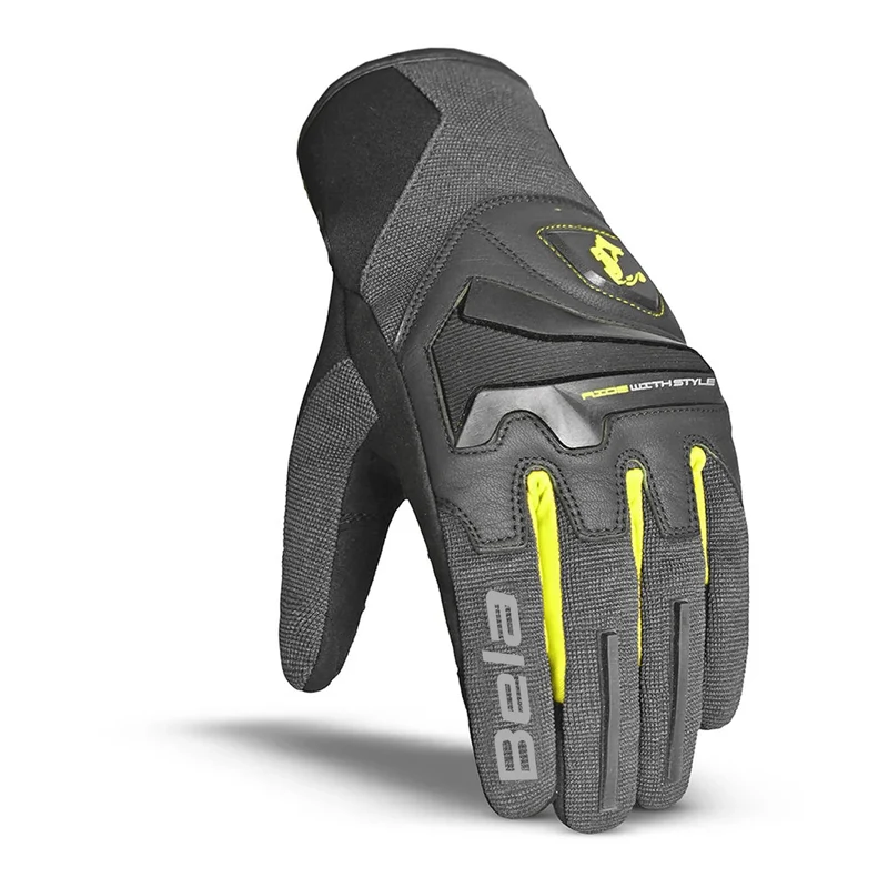 BELA STAR GUANTES DE MOTO TEXTIL GRIS NEGRO AMARILLO