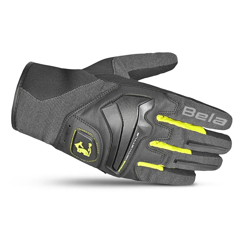 BELA STAR GUANTES DE MOTO TEXTIL GRIS NEGRO AMARILLO