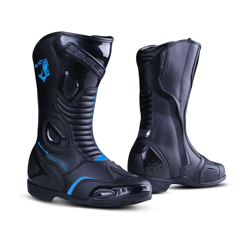 BELA STRIP PIEL BOTAS DE MOTO DE TOURING MUJER NEGRO AZUL