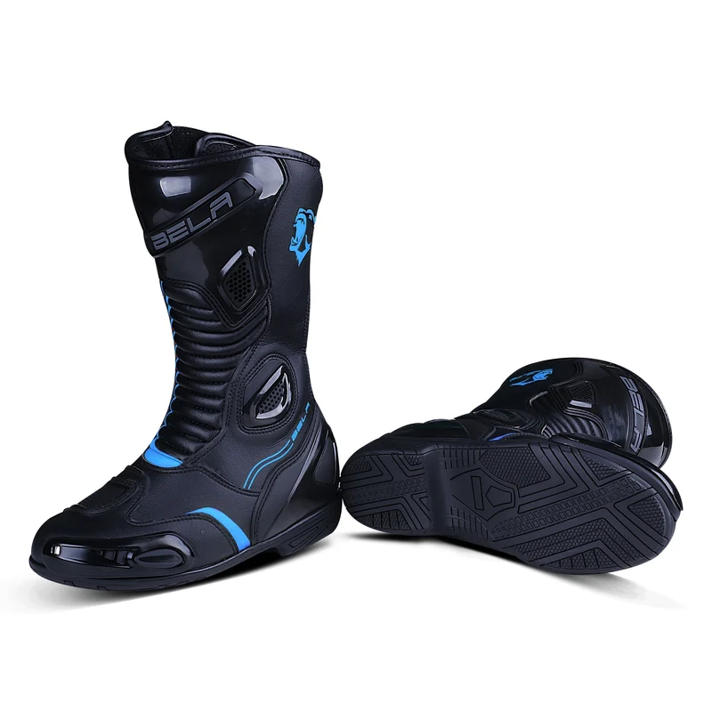 BELA STRIP PIEL BOTAS DE MOTO DE TOURING MUJER NEGRO AZUL