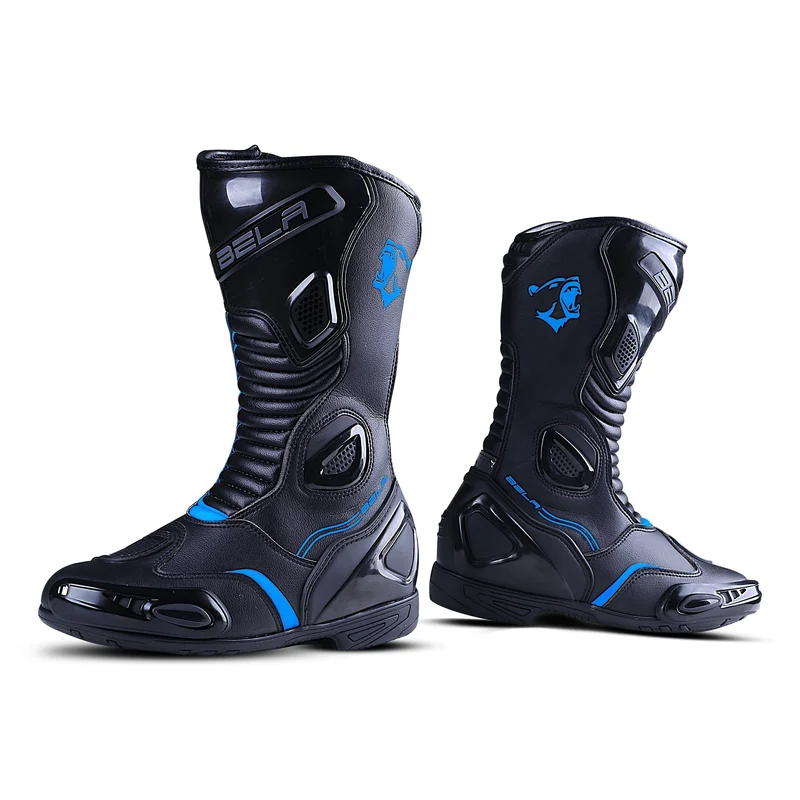 BELA STRIP PIEL BOTAS DE MOTO DE TOURING MUJER NEGRO AZUL