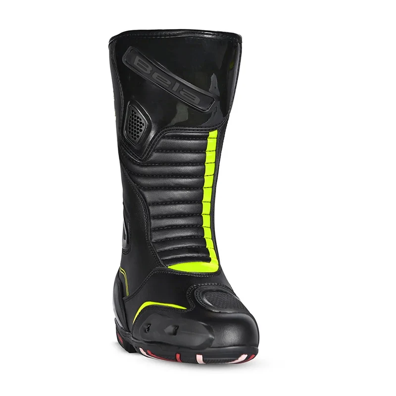 BELA STRIP PIEL BOTAS DE MOTO DE TOURING MUJER NEGRO AMARILLO FLOUR